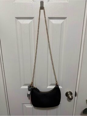 KKXIU Black Shoulder Bag Gold Chain Crossbody Purse NWT